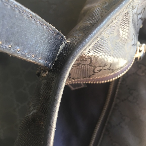 Gucci Navy Monogram GG Zip Blue Canvas Tote 💕 - Picture 8 of 8